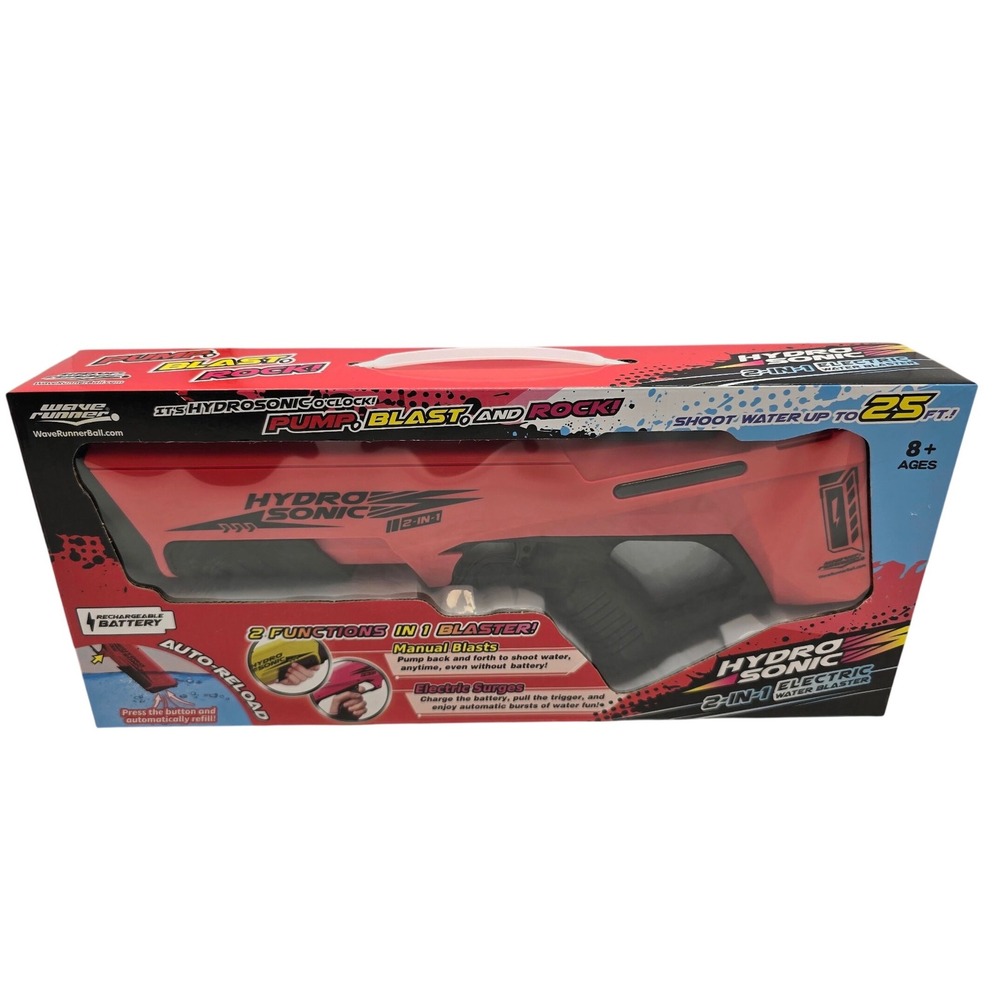 Wave Runner Hydro Sonic 2-In-1 Electric Water Blaster Auto Reload Red Kids Toy